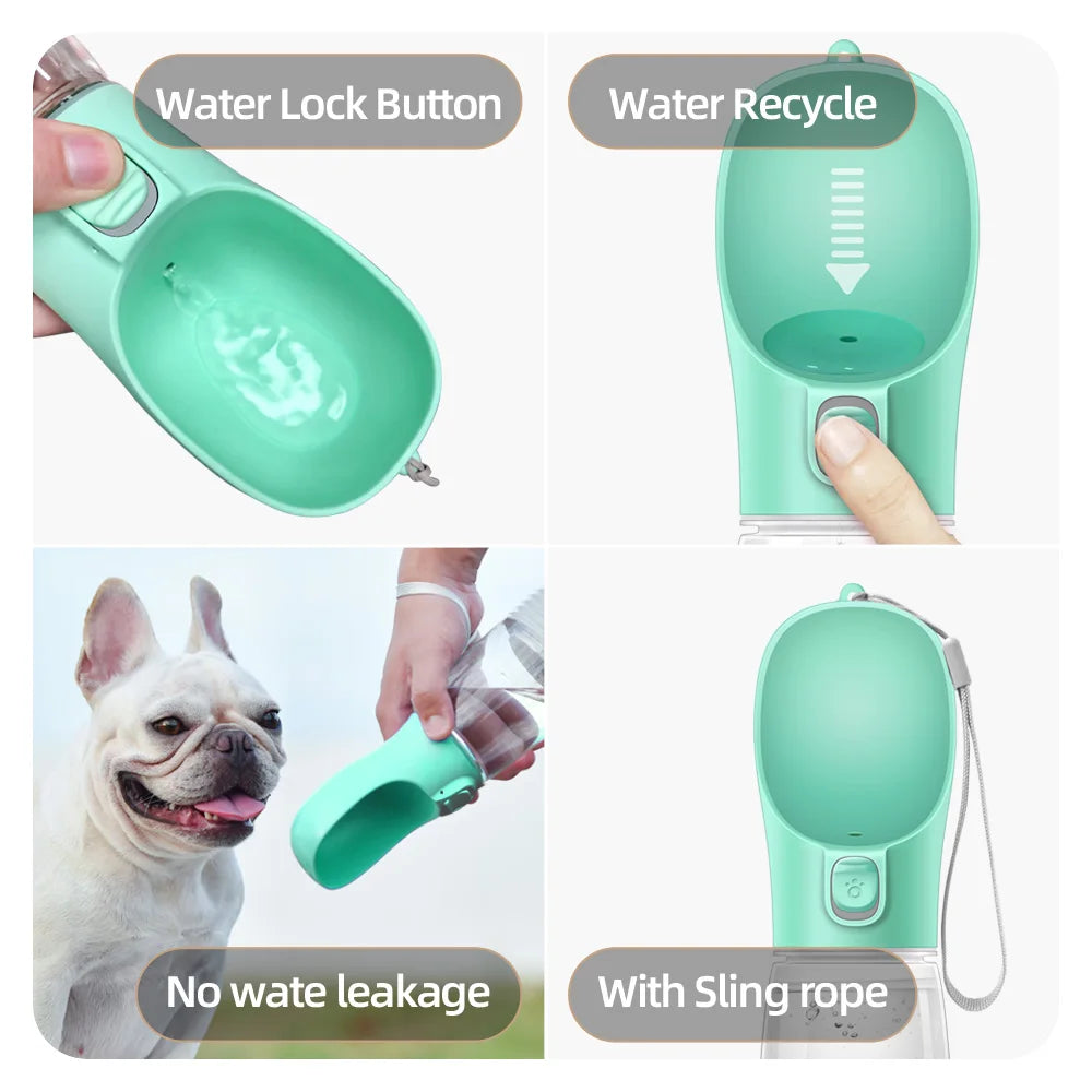 🐶 Botella de Agua Portátil para Perros 300 ml, 350 ml y 550 ml | Bebedero Antiderrame para Paseos y Viajes