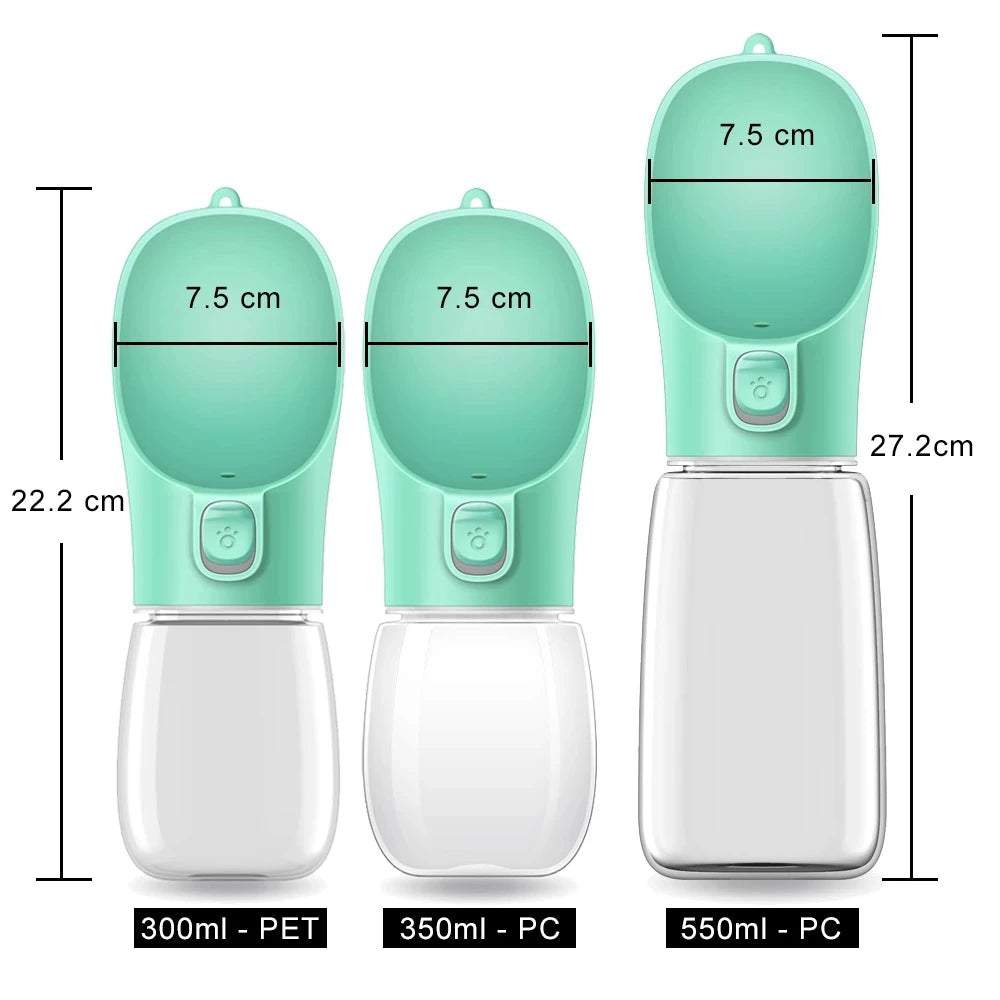 🐶 Botella de Agua Portátil para Perros 300 ml, 350 ml y 550 ml | Bebedero Antiderrame para Paseos y Viajes