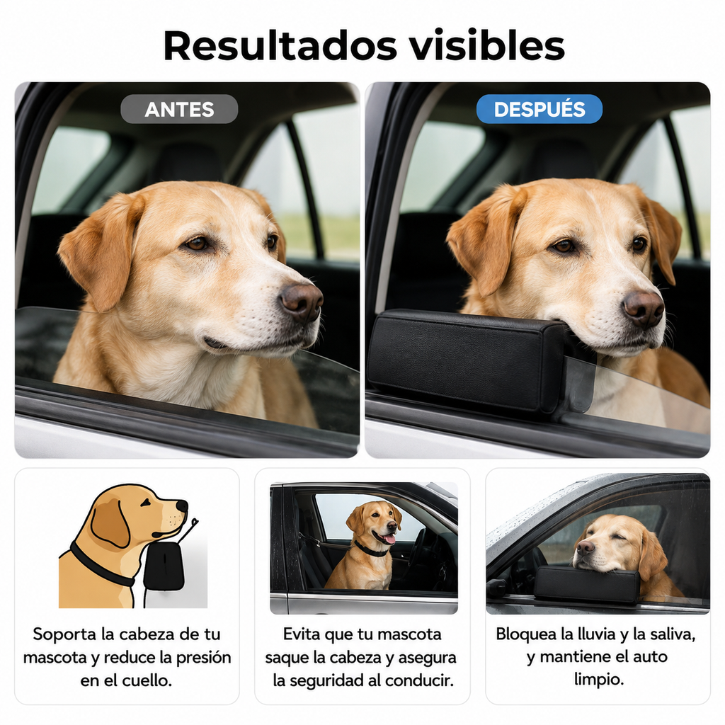 Ventana Feliz — Reposacabezas para Perros en Auto
