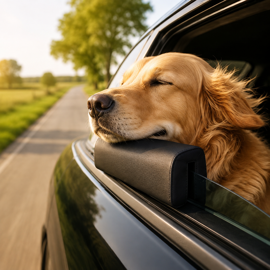 Ventana Feliz — Reposacabezas para Perros en Auto
